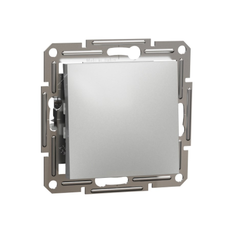 S508 Переключ 1 кл 10A с/у б/рамки "ASFORA" алюминий EPH0400161 (10) NEW