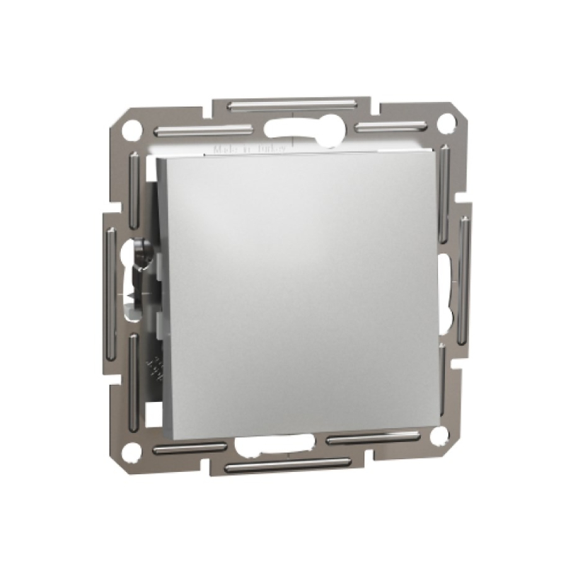 S510 Выкл 1 кл перекр. 10A с/у б/рамки "ASFORA" алюминий EPH0500161 (10) NEW