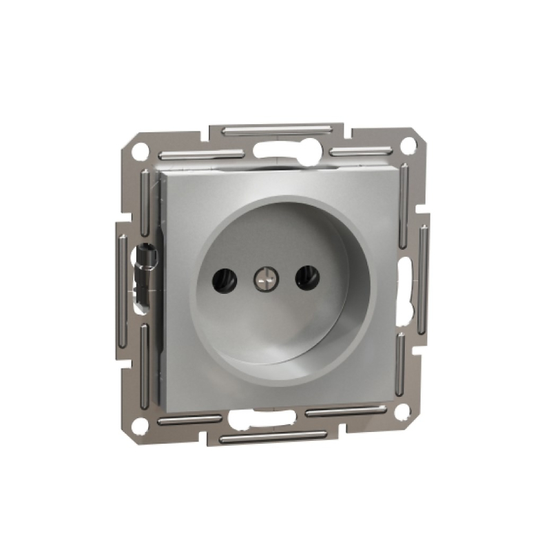 S514 Роз 1-ная 16A с/у б/рамки "ASFORA" алюминий EPH3000161 (10) NEW