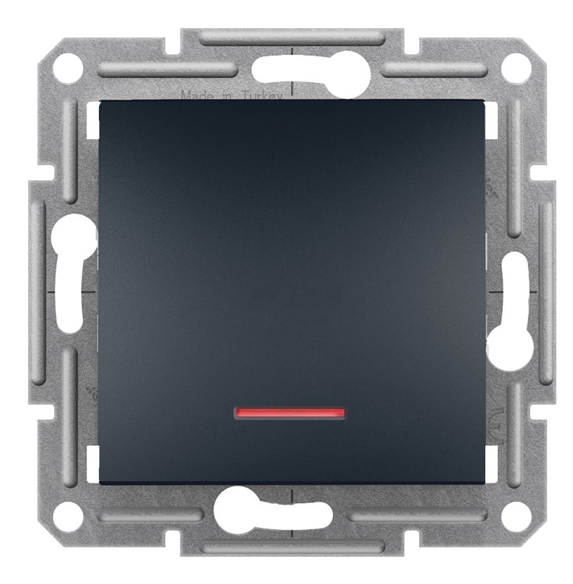 S524 Выкл 1 кл 10A с инд с/у б/рамки "ASFORA" антрацит EPH1400171 (10) NEW