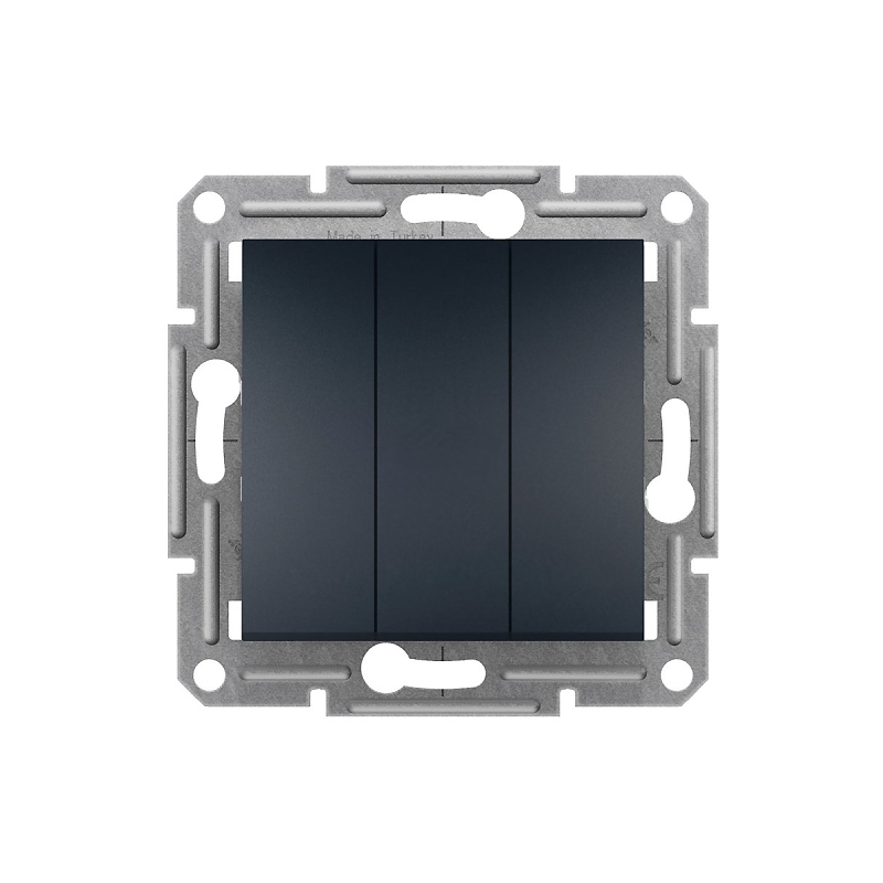 S527 Выкл 3 кл 10A с/у б/рамки "ASFORA" антрацит EPH2100171 (10) NEW