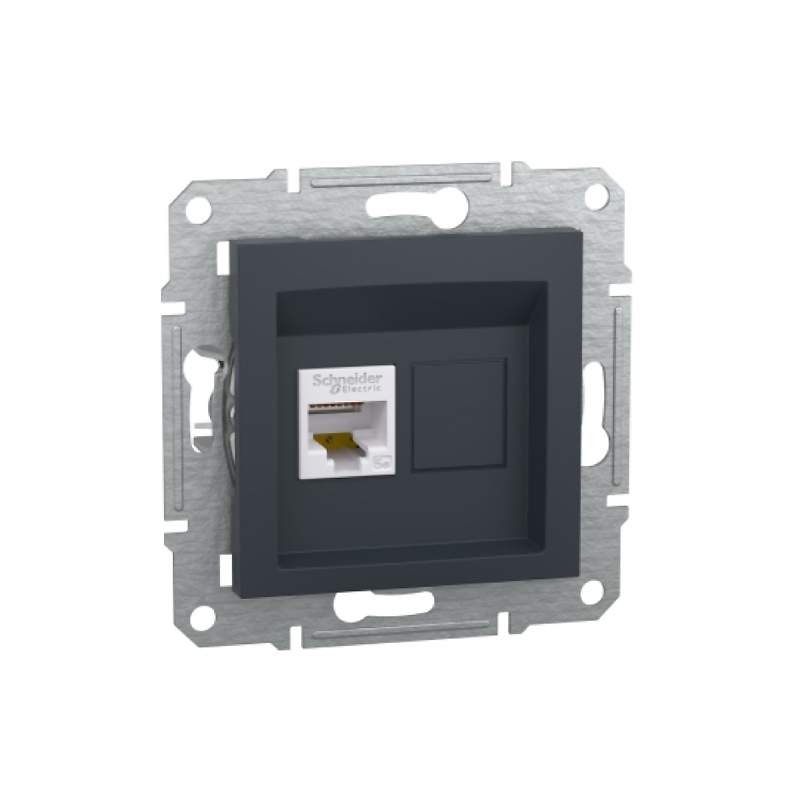 S528 Роз 1-ная комп RJ45 с/у б/рамки "ASFORA" антрацит EPH4300171 (10) NEW