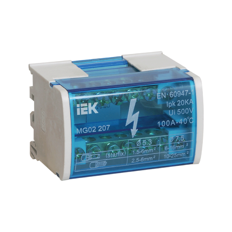 Шина "N" нулевая 2х 7 групп на DIN-рейку в корпусе IEK (10)