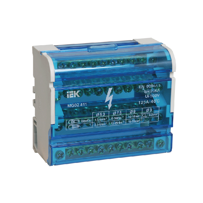 Шина "N" нулевая 4х11 групп на DIN-рейку в корпусе IEK (10)