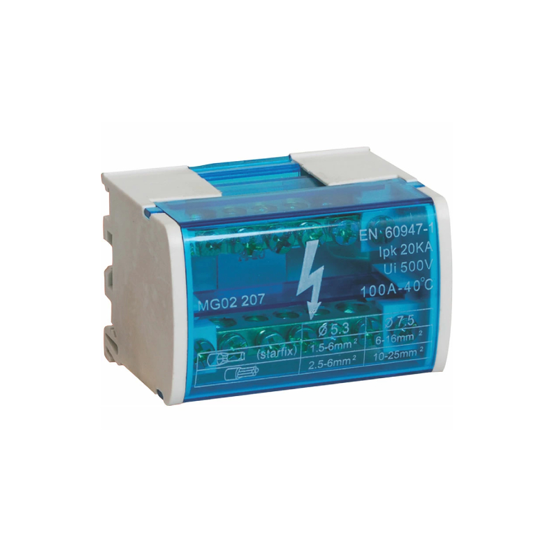 Шина "N" нулевая ШНК L+PEN 2х7  100А на DIN-рейку в корпусе  UNIT NEW