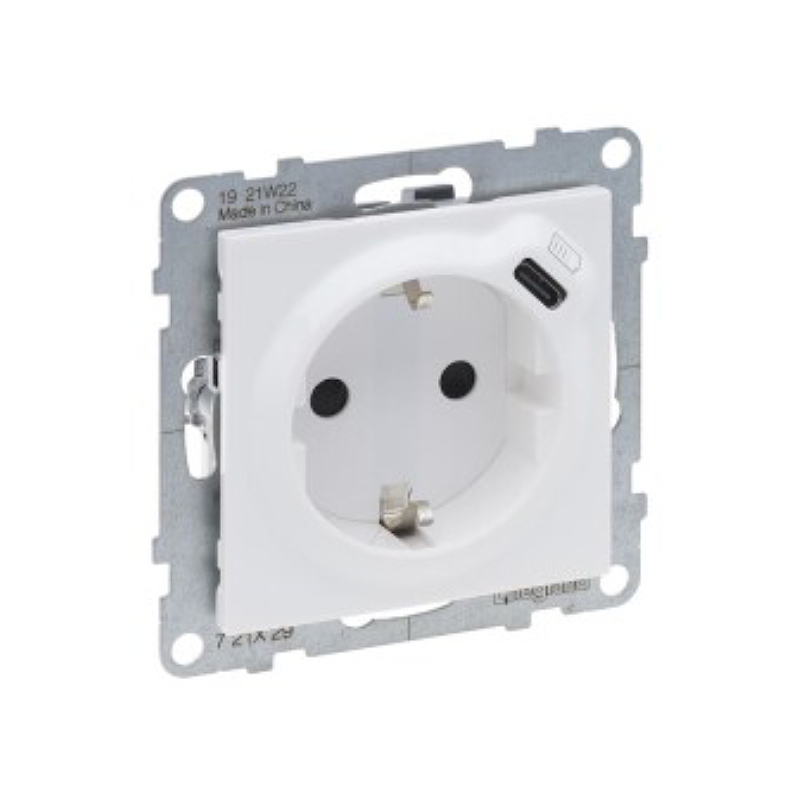 SUNO Комбинированная розетка со шторками 2К+З 16А 250В/USB С 1500мА б/з Цвет "Белый" Legrand E-PRO