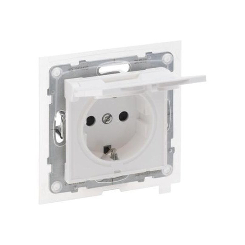 SUNO Силовая розетка 2К+З 16А 250В. С крышкой IP21. С з/ш б/з Цвет "Слоновая кость" Legrand E-PRO