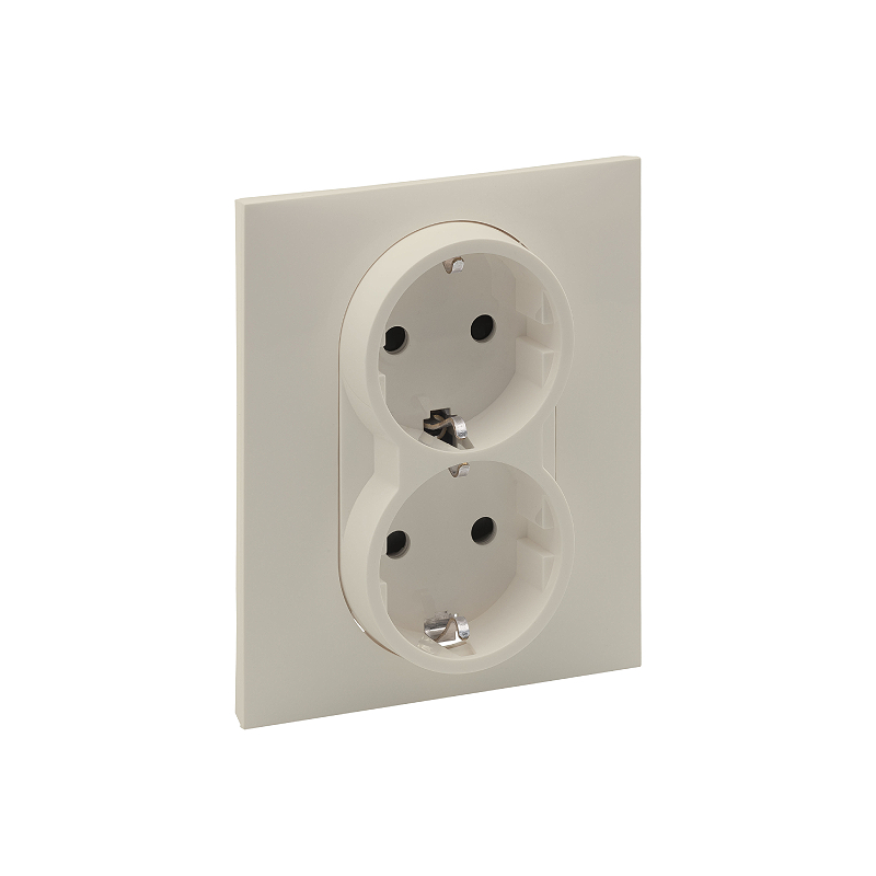 SUNO Силовая розетка двойная 2х2К+З 16А 250В. С з/ш. б/з Цвет "Слоновая кость" Legrand E-PRO