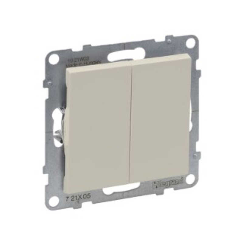 SUNO Выключатель двухклавишный 10А 250В. Безвинтовые зажимы. Цвет "Слоновая кость" Legrand E-PRO