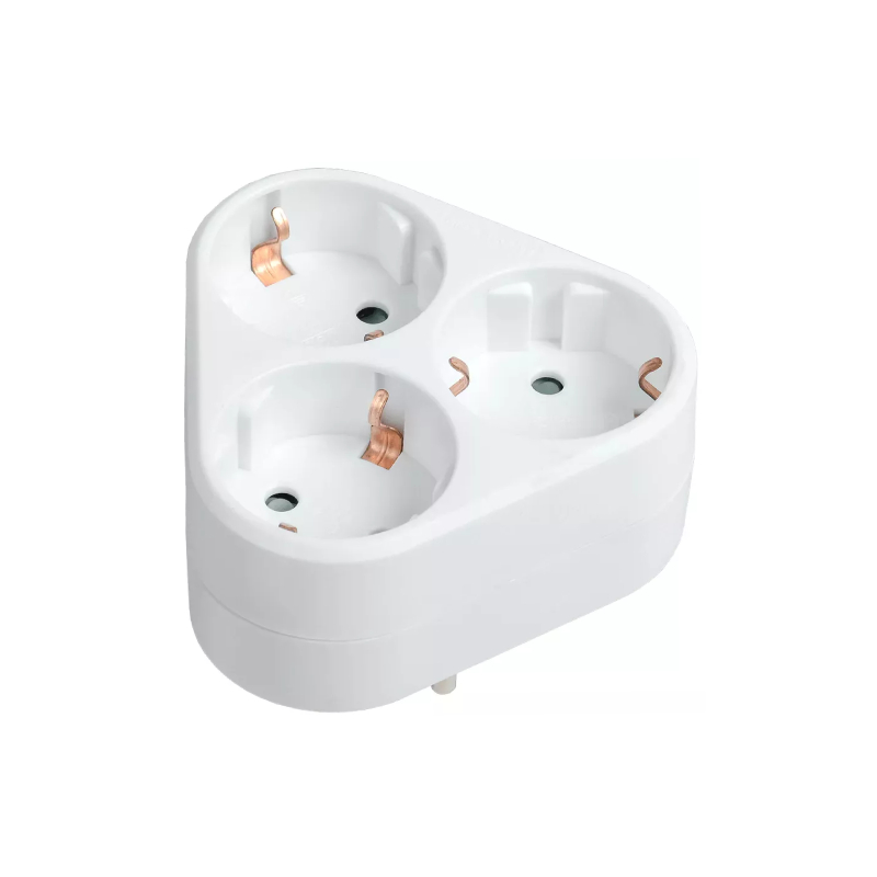 Тройник Т-01/03 3 места 2P+PE 16А треугольный белый IEK