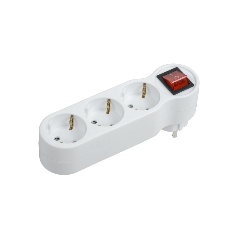 Тройник Т-01/03В 3 места 2P+PE 16А с выкл. белый IEK E-PRO