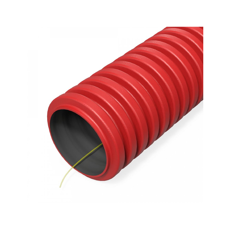 Труба гофрированная двустенная ПНД гибкая с/з красная d32мм (100/700) Промрукав NEW