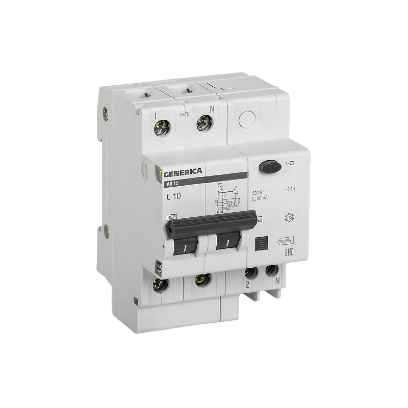 УЗО АД 12 (2ф) 10А GENERICA (5/40) !!!