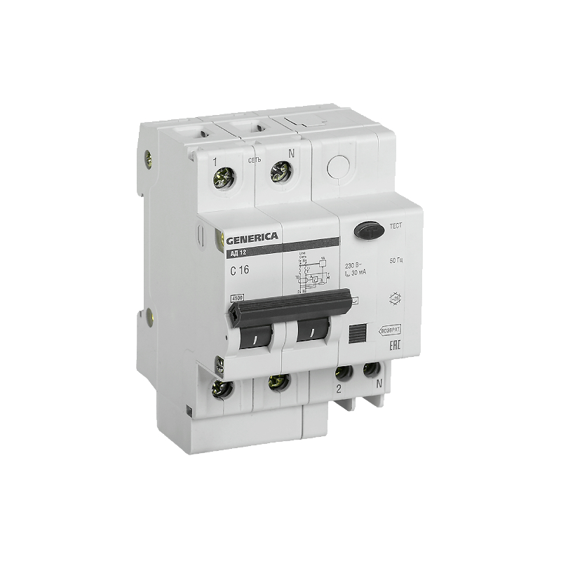УЗО АД 12 (2ф) 16А GENERICA (5/40) !!!