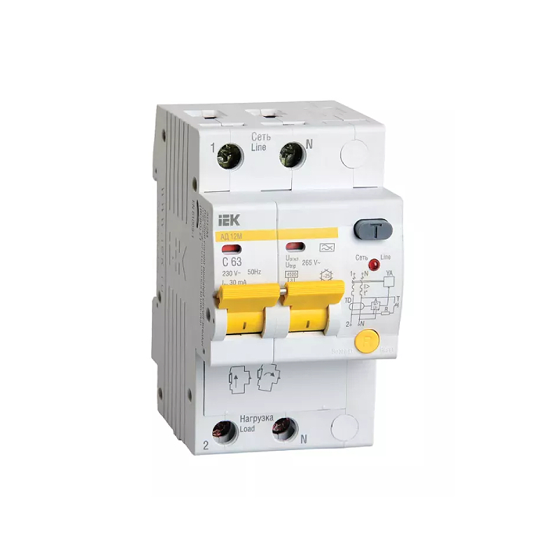 УЗО АД12М (2ф) 16А IEK (5/40)