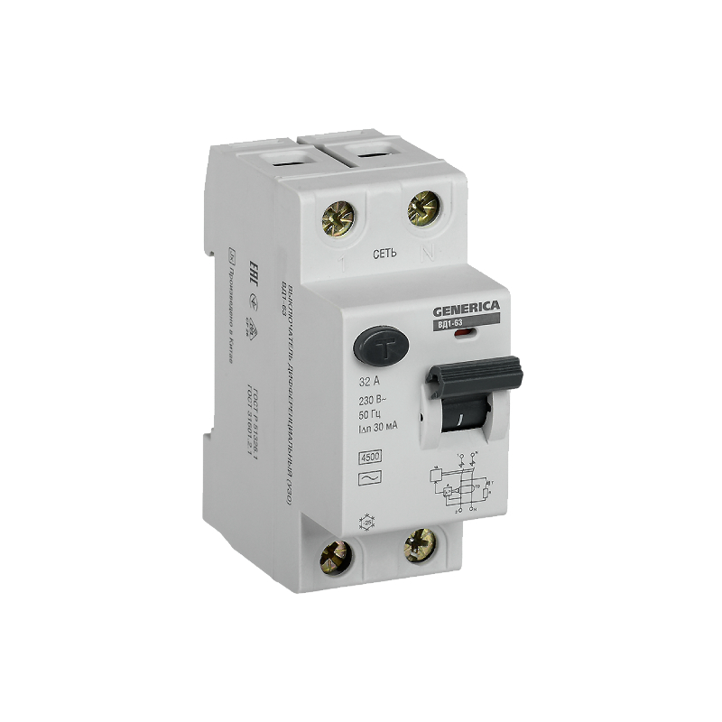 УЗО ВД1-63 2Р 32А 30мА Generica E-PRO