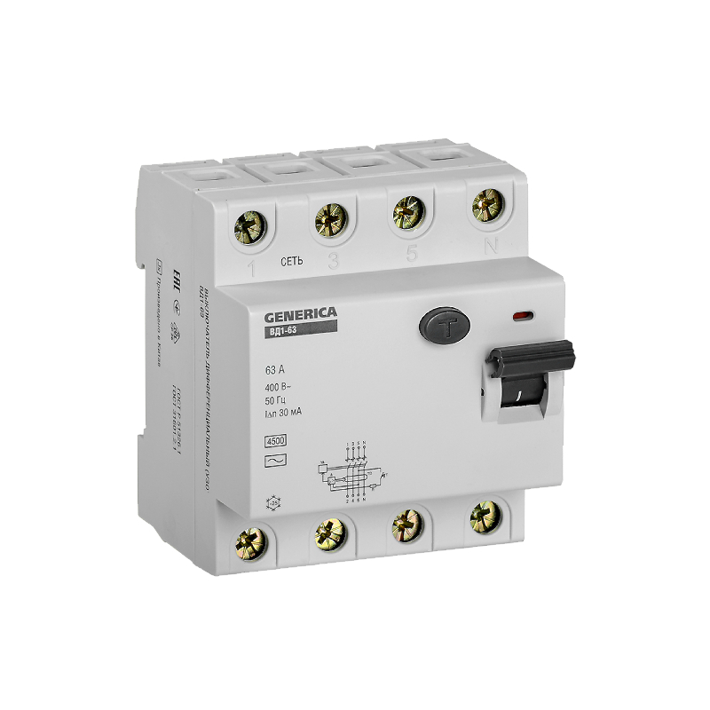 УЗО ВД1-63 4Р 63А 30мА Generica E-PRO