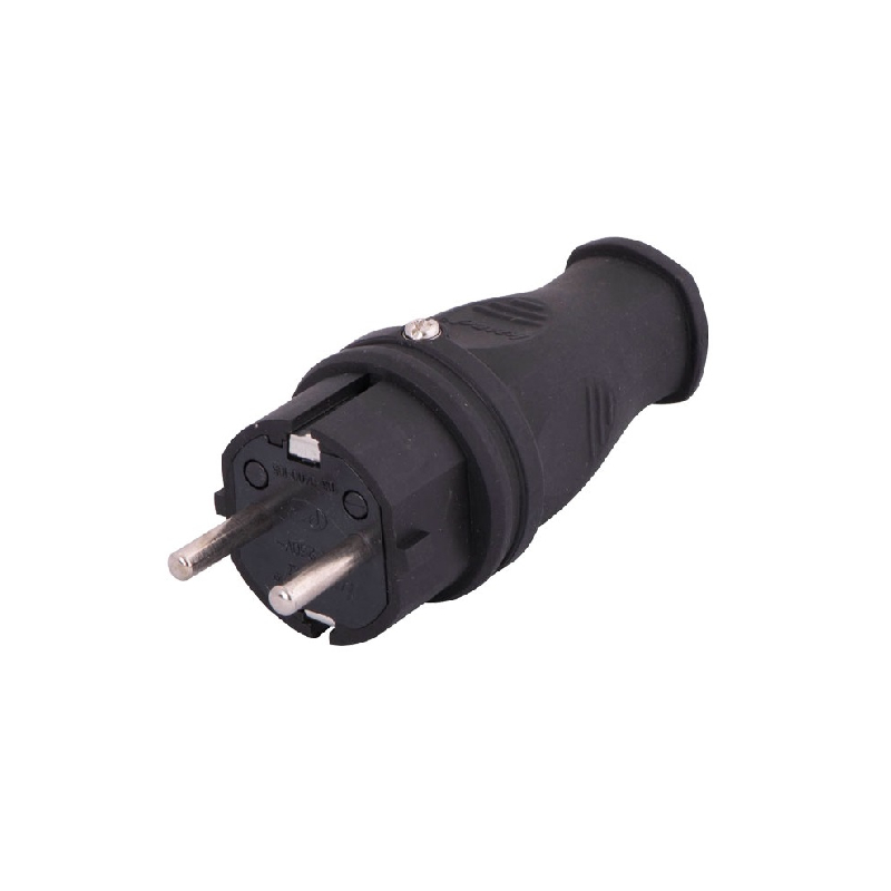 Вилка однофазная 2Р+РЕ 1х16А 220-240В (каучук) 106-0400-0105 (24/240)