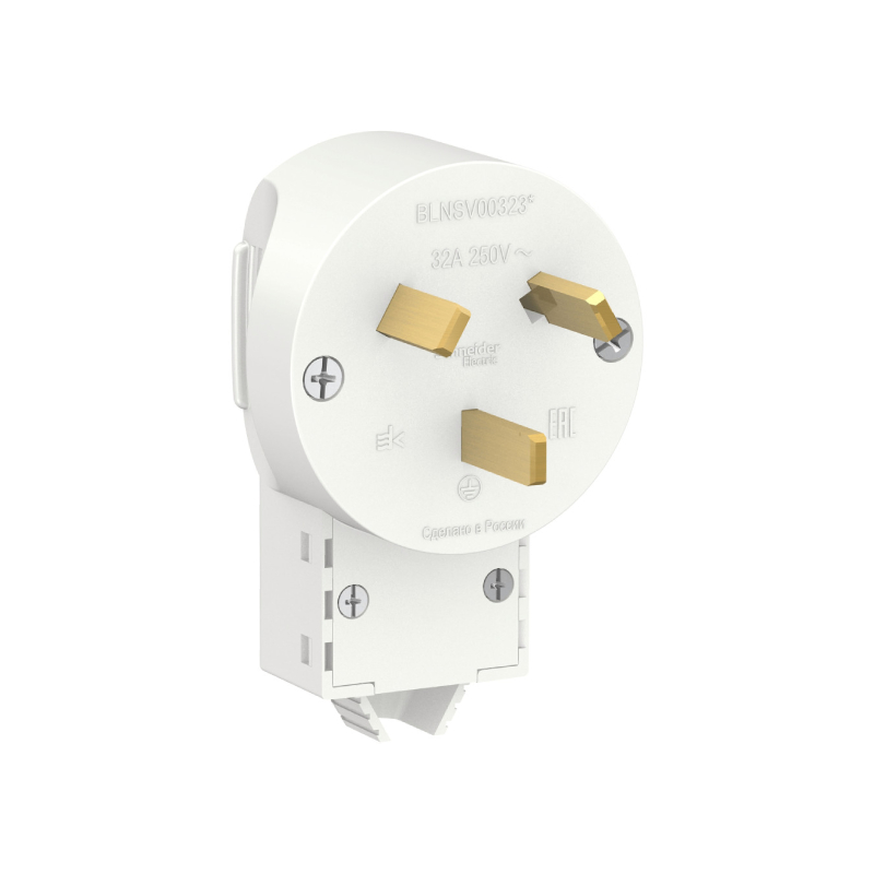 Вилка силовая 2К+З c/у 32А 250В белый BLANCA