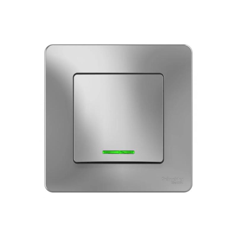 Выкл 1 кл c/у с подсв. 10А 250B алюминий BLANCA