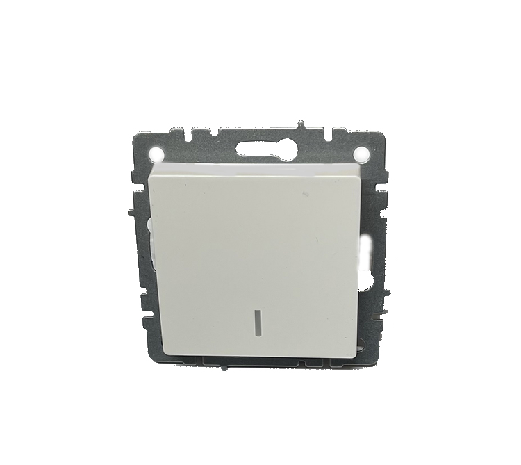 Выкл 1-кл. прох. с инд. 10А "BRITE" белый (1/100)