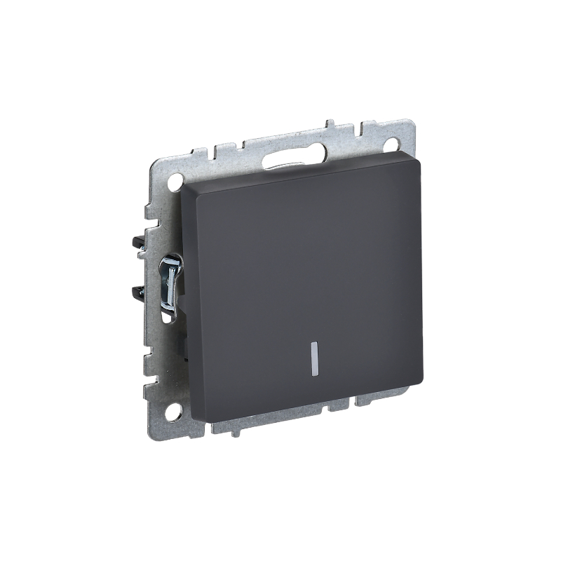 Выкл 1-кл. с инд. 10А б/рамки "BRITE" графит (1/100)