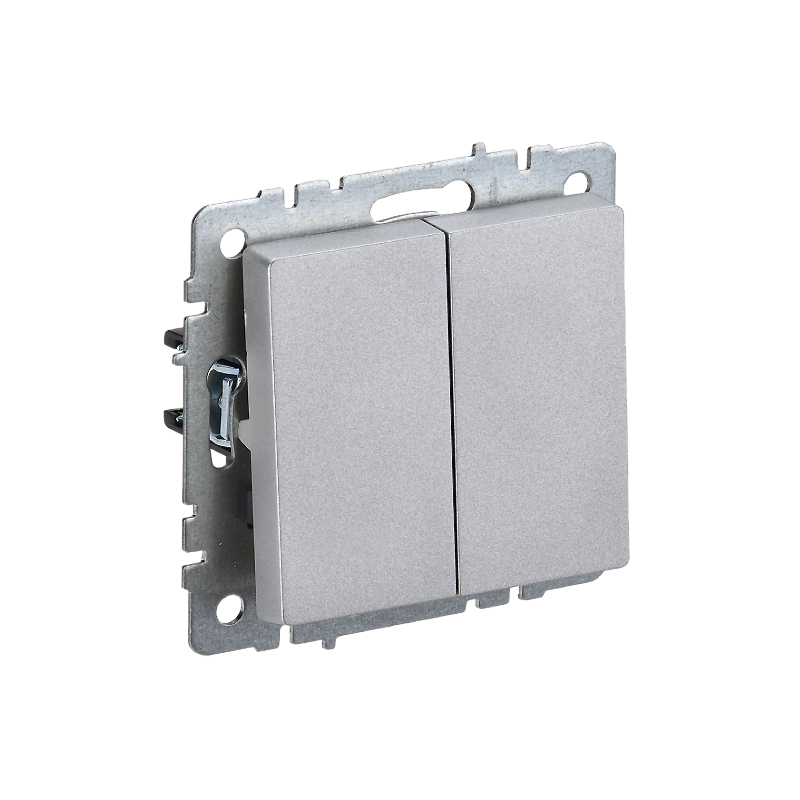 Выкл 2-кл. 10А б/рамки "BRITE" алюминий (1/100)