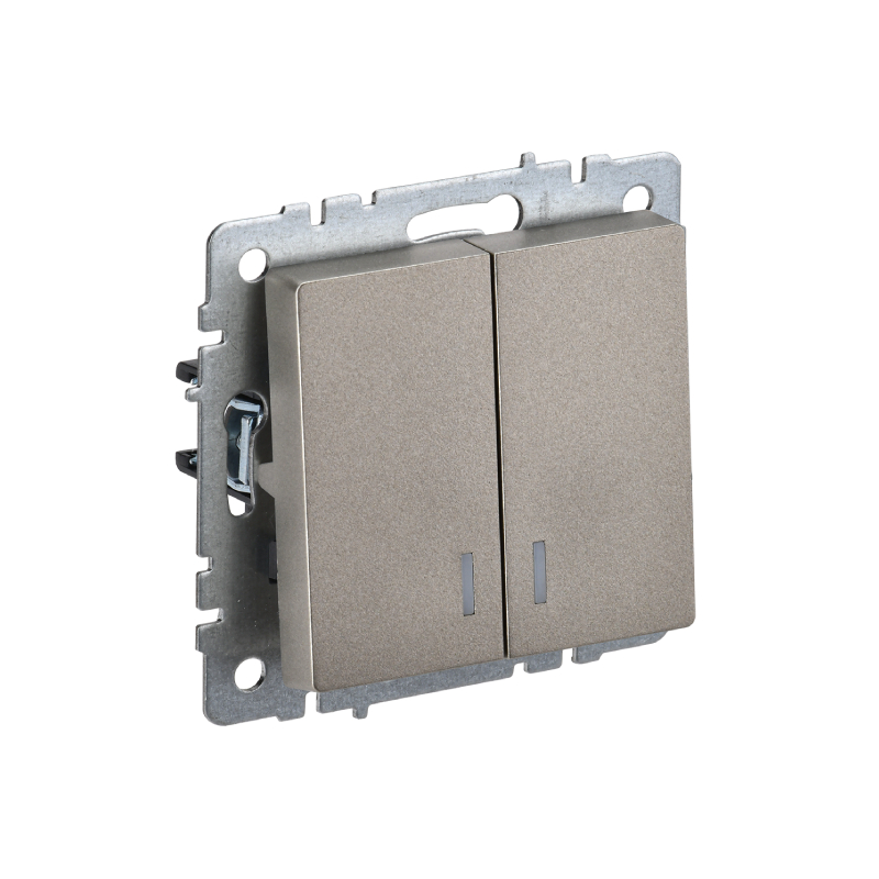 Выкл 2-кл. с инд. 10А б/рамки "BRITE" шампань (1/100)