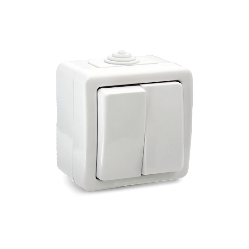 Выключатель 2кл о/у белый IP54 TERRA (10/200) UNIT NEW