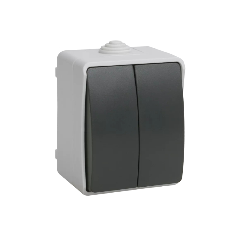 Выключатель 2кл о/у серый IP54 ROCK (10/200) UNIT