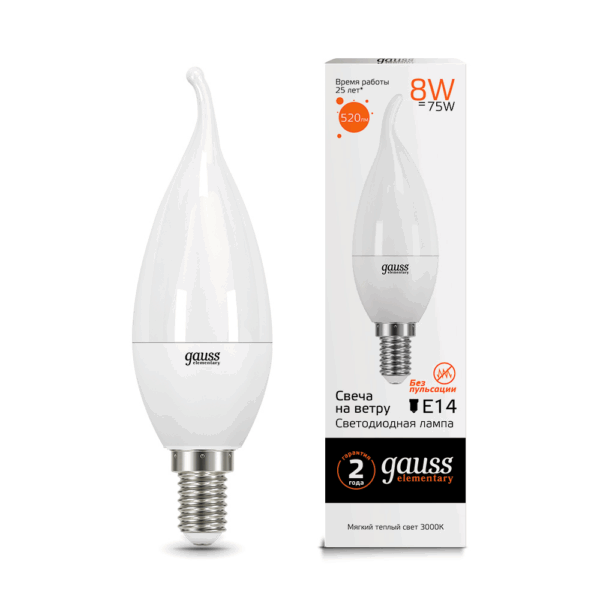 Лампа Gauss Elem Candle Tailad  8W E14 3000K  34118