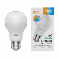 Лампа Gauss LED Basic A60 9,5W 3000K-4000K-6500K E27 изм.цвет.темп.1023240