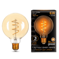 Лампа Gauss Led Filament G95 Flexible E27 6W 360lm 2400K 105802007