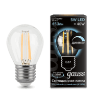 Лампа Gauss LED Filament Globe 5W E27 4100K димм. 105802205-D