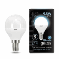 Лампа Gauss Led Шар E14 9,5W 950lm 4100K 105101210