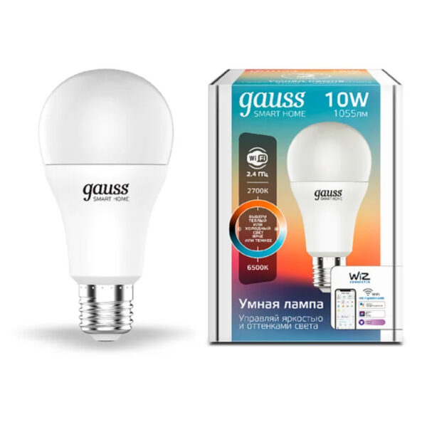 Лампа Gauss LED Smart Home A60 10W 2700-6500K E27 изм.цвет.темп.+диммирование 1080112 — изображение 2