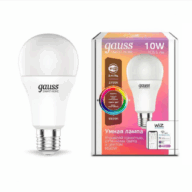 Лампа Gauss LED Smart Home A60 10W 2700-6500K E27 RGBW+изм.цвет.темп.+диммирование 1180112