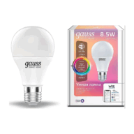 Лампа Gauss LED Smart Home A60 8,5W 2700-6500K E27 RGBW+изм.цвет.темп.+диммирование 1170112