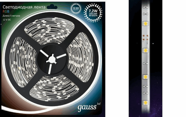 Лента Gauss 7,2W 12V DC RGB EB312000407