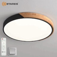 Люстра LED SOLEIN WOOD 50WR-RC-420*50 BLACK/WOOD/WHITE-220-IP20