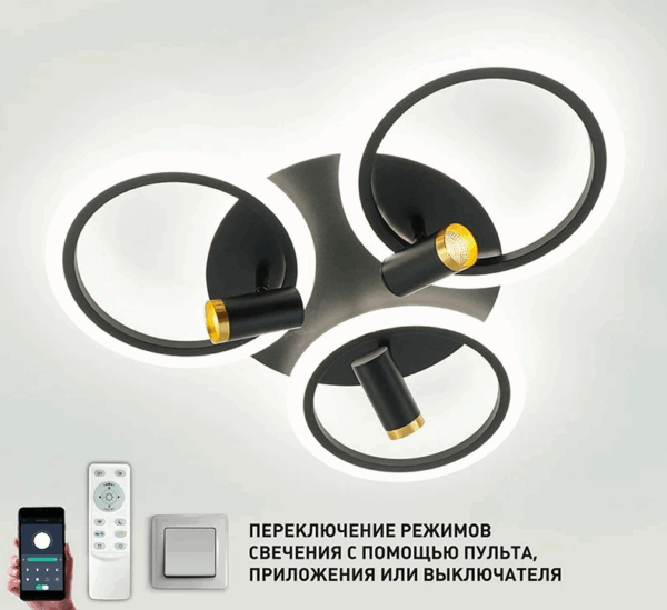 Люстра LED SONNE downlight 80W 4R-APP BK — изображение 2
